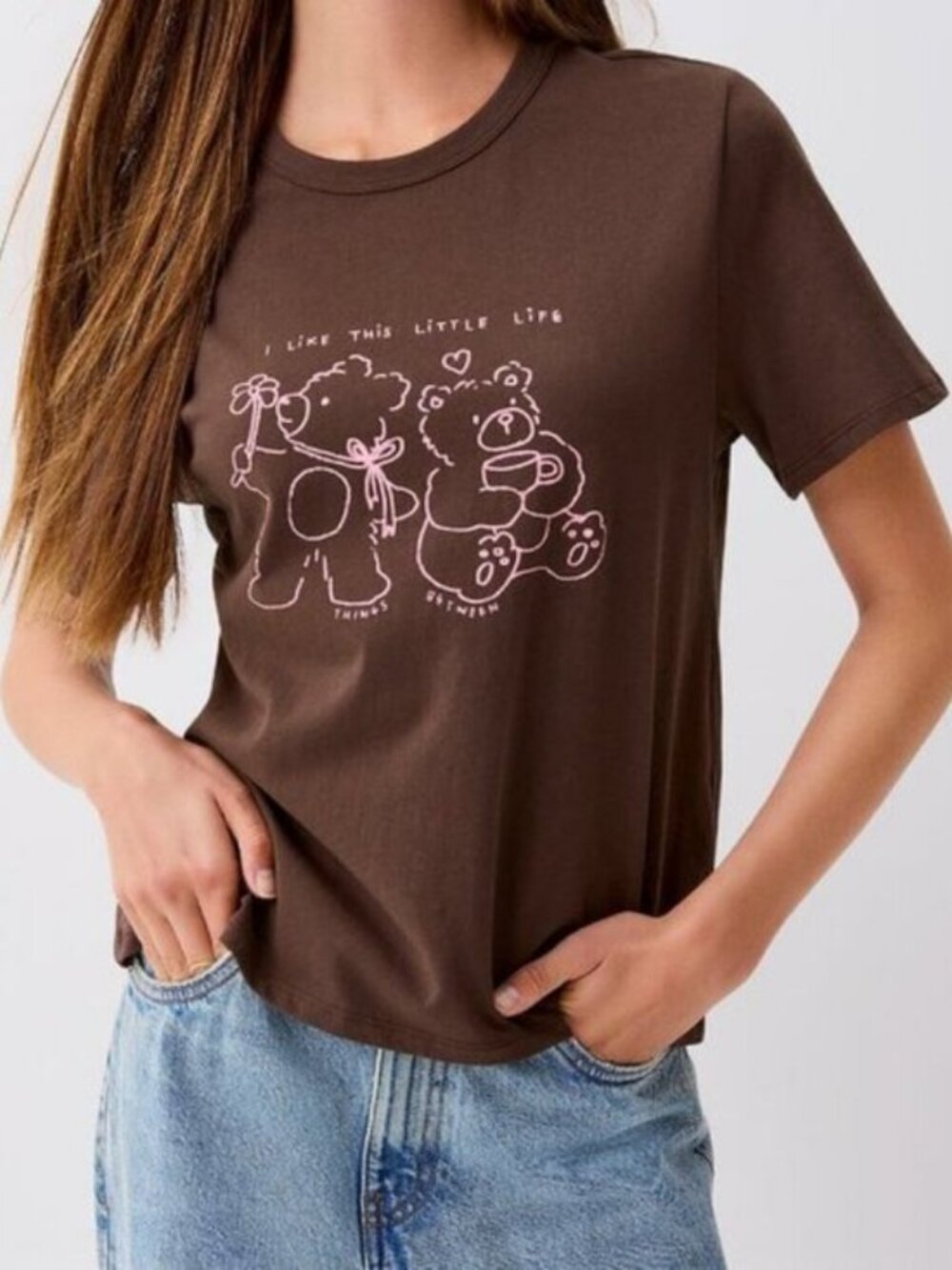 Things Between Cute Teddies T-Shirt 100% cotton 'Dark Brown' - Picture 3 of 3